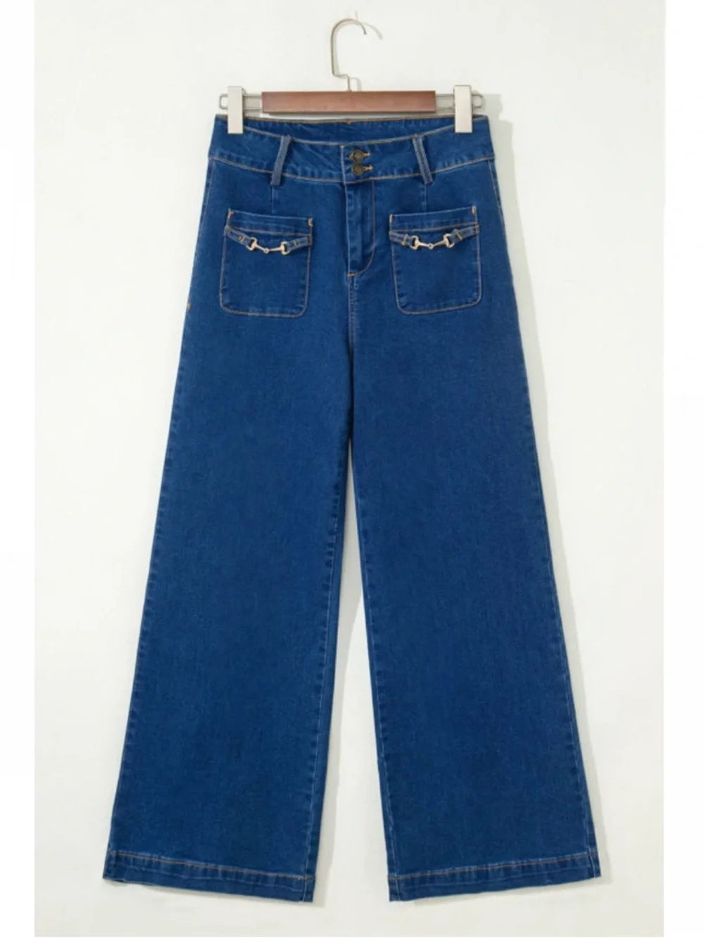 Sail Blue High Wasted Wide Leg Denim Pants - Picture 3 of 10